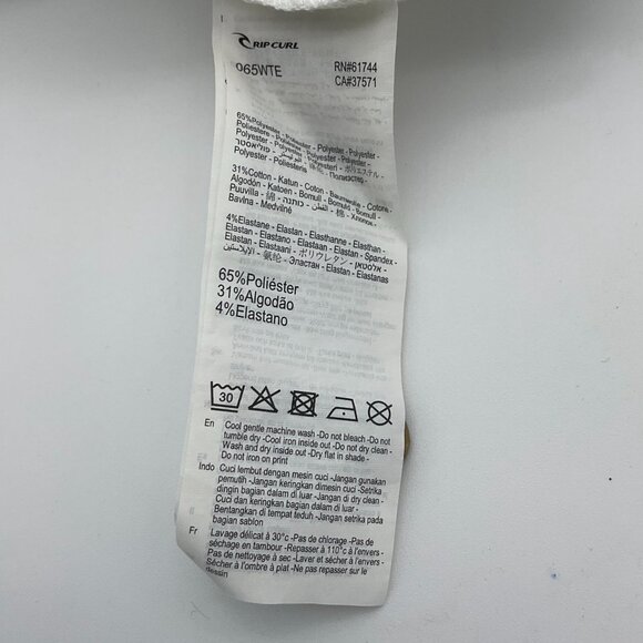 RIPCURL Ladies Venice Off-the-Shoulder White Smocked Texture Crop Top Small - Picture 7 of 10